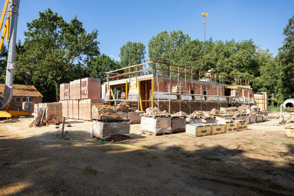 Construction site foundation overview
