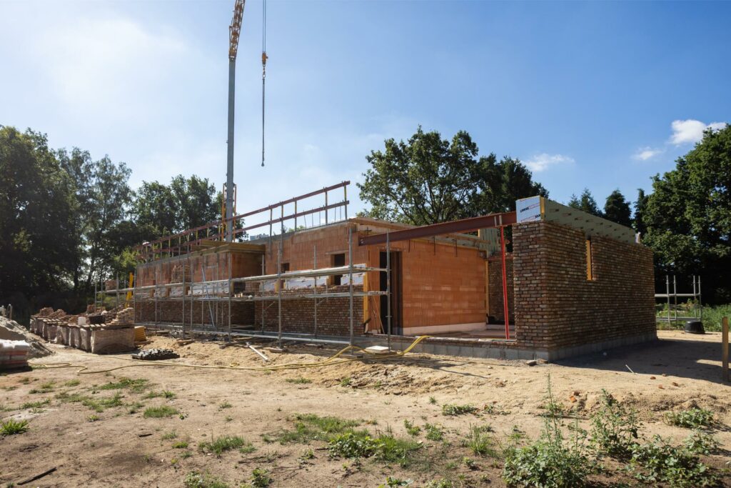 Masonry walls under construction